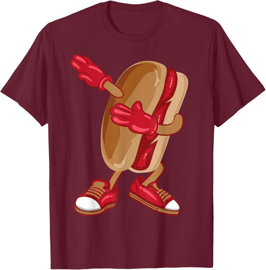 Funny Hot Dog Design For Kids Boys Girls Hotdog Gag Hot Dog T-Shirt - T-Shirt | Maroon