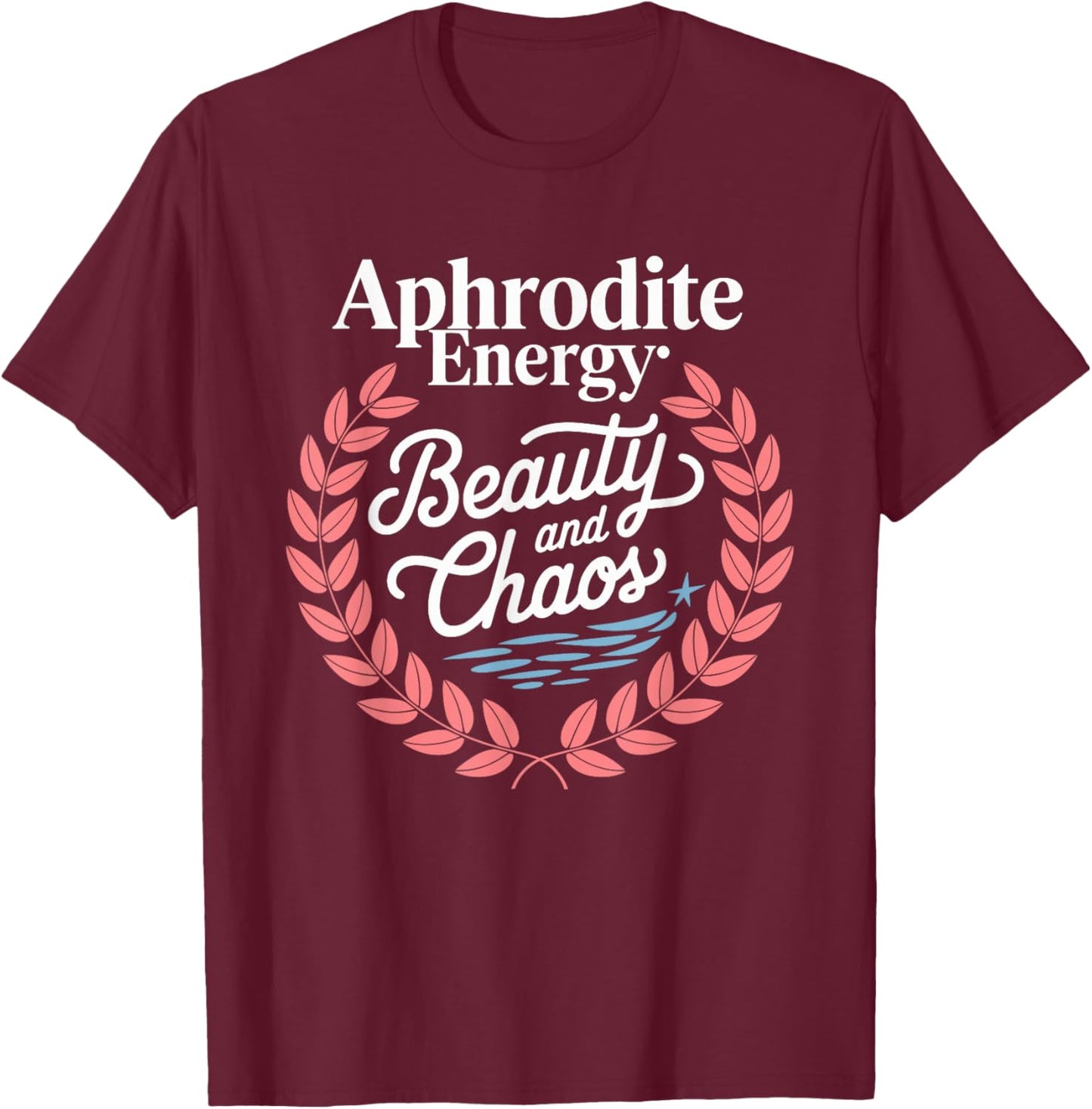 Aphrodite Whimsical Mythology Inspired Artistic Illustration T-Shirt - T-Shirt | Maroon