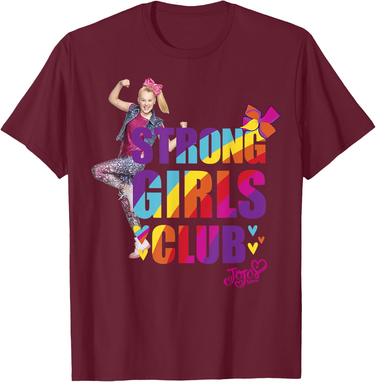 JoJo Siwa Strong Girls Club Rainbow Flex Graphic T-Shirt - T-Shirt | Maroon