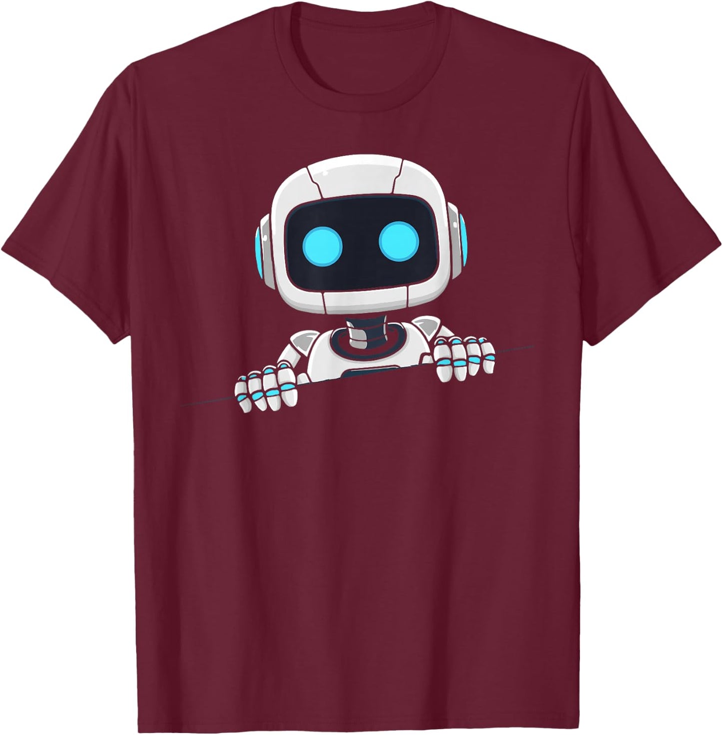 Cute robot face looks from torn fabric AI robot kids T-Shirt - T-Shirt | Maroon