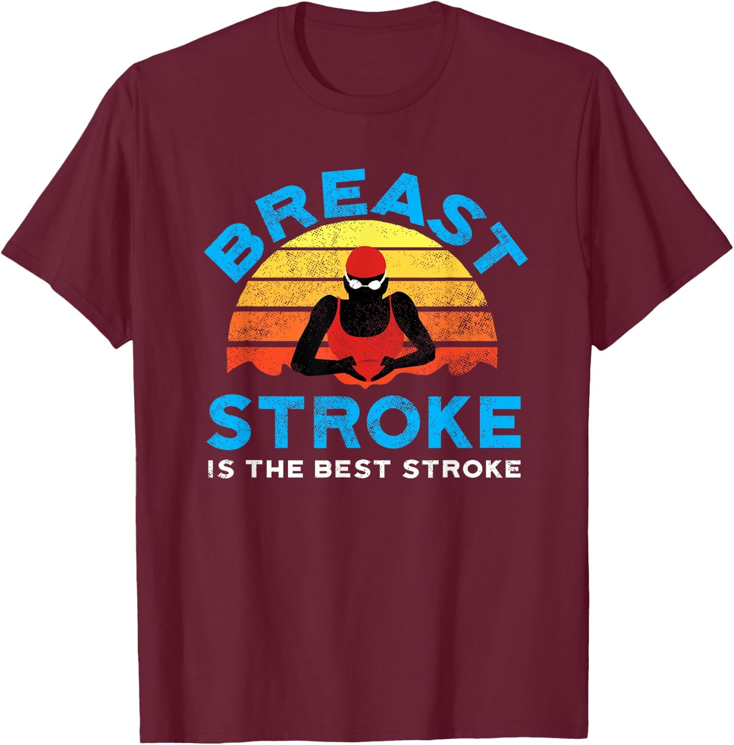 Retro Breast Stroke Swimmer by Awesome Swim T-Shirt - T-Shirt | Maroon
