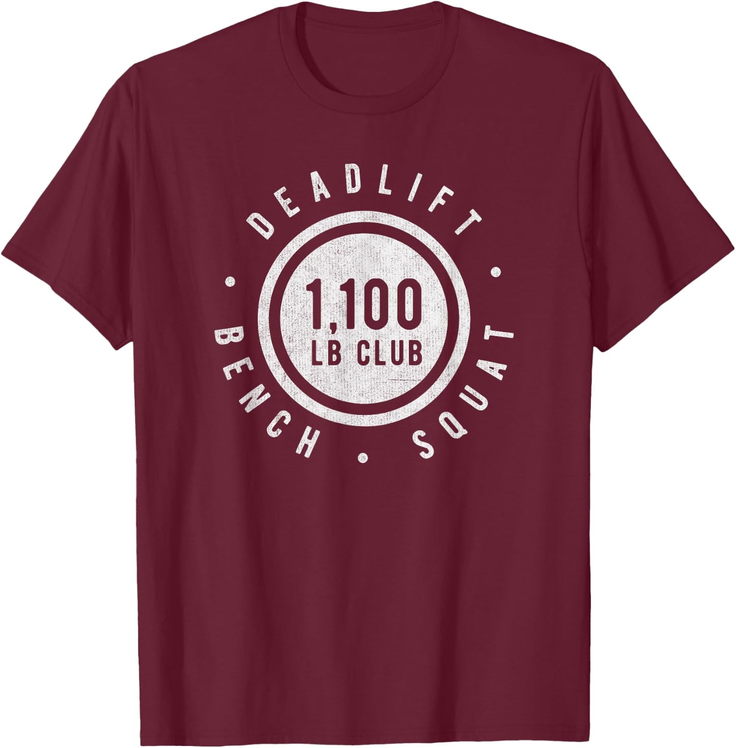 1,100lb Club Powerlifting Gym Elite Strength Workout Novelty T-Shirt - T-Shirt | Maroon