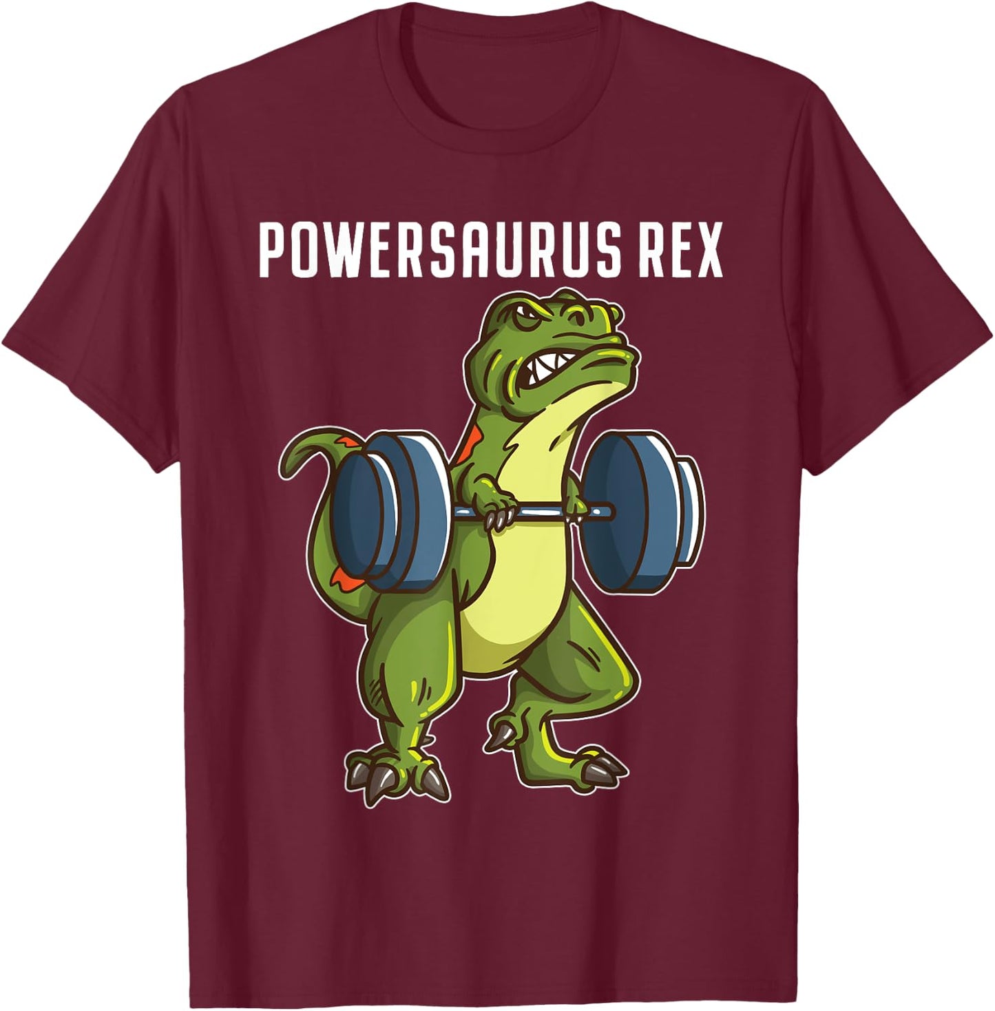 I Love Dinosaur and Fitness Co. Funny T Rex Powerlifting Weightlifting Gym Workout Boys Gift T-Shirt - T-Shirt | Maroon