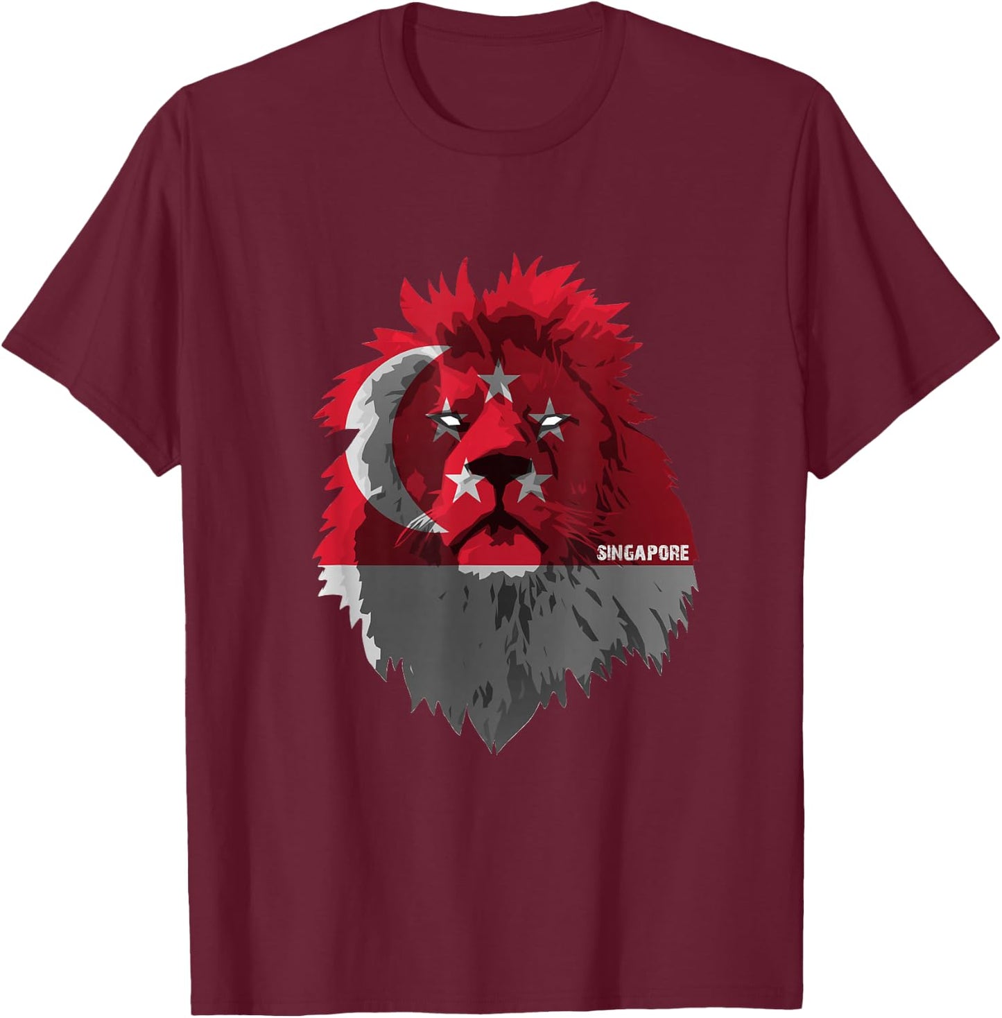 Soccer team Singapore national pride Lion Flag T shirt T-Shirt - T-Shirt | Maroon