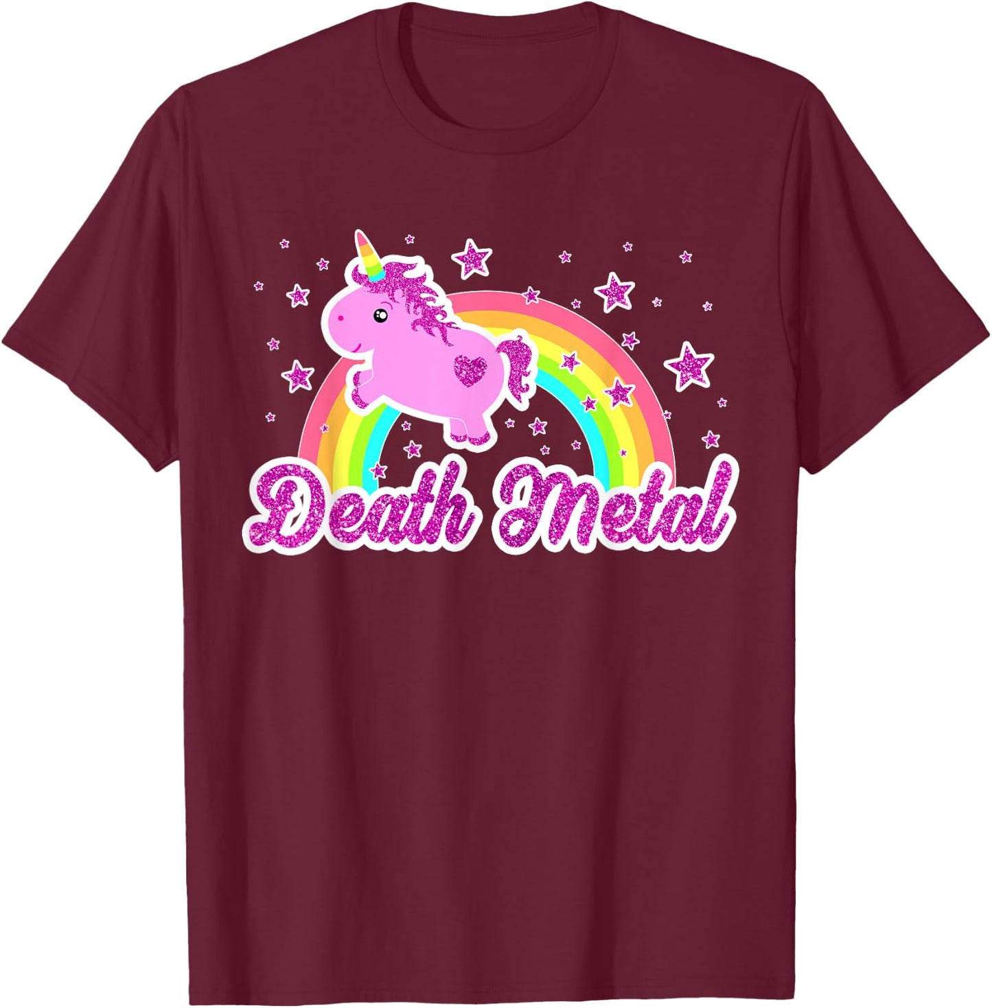 Death Metal Music Funny Ironic Cool Unicorn Festival T-Shirt - T-Shirt | Maroon