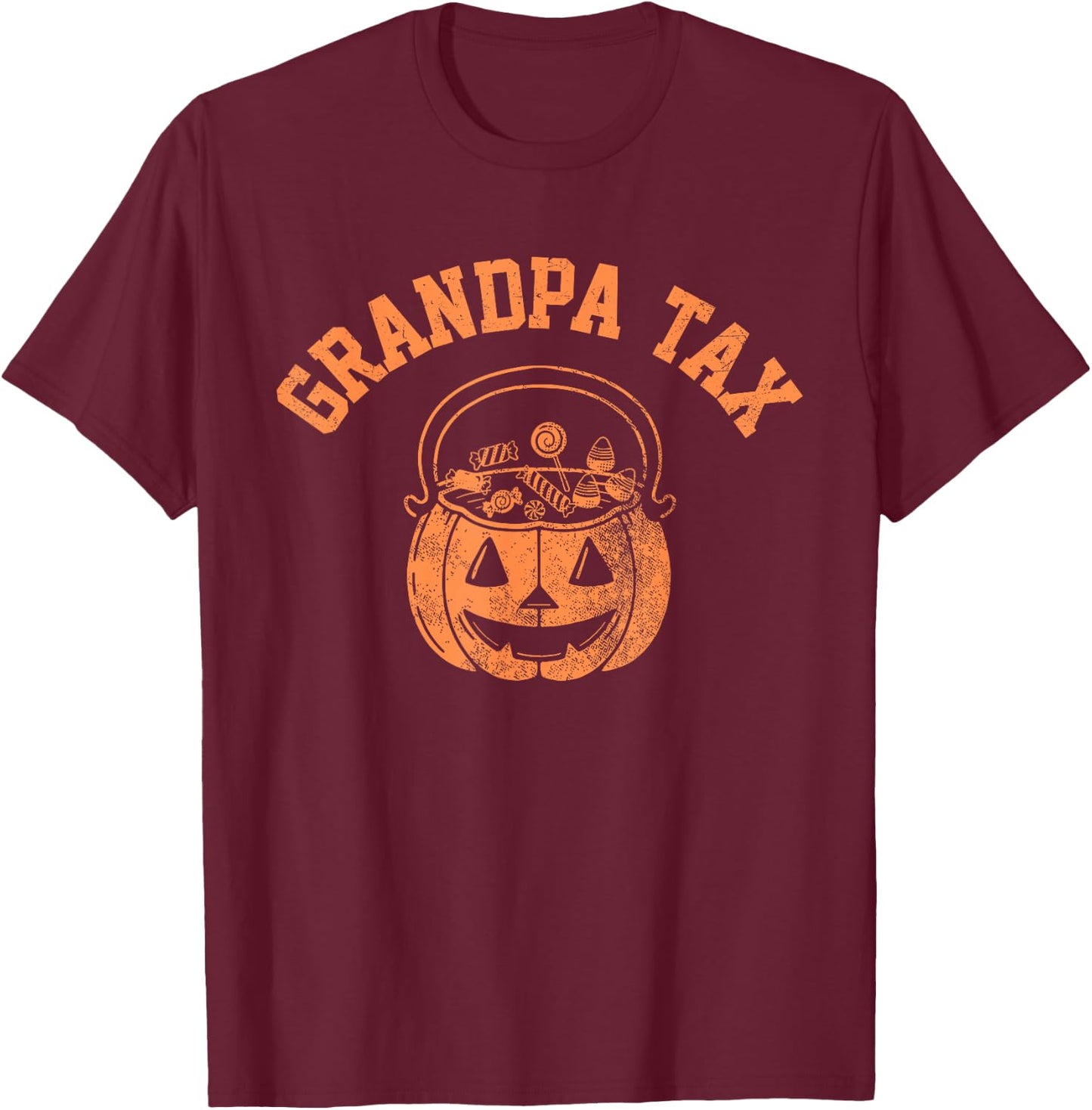 Vintage Grandpa Tax Halloween Pumpkin Spooky Trick or Treat T-Shirt - T-Shirt | Maroon
