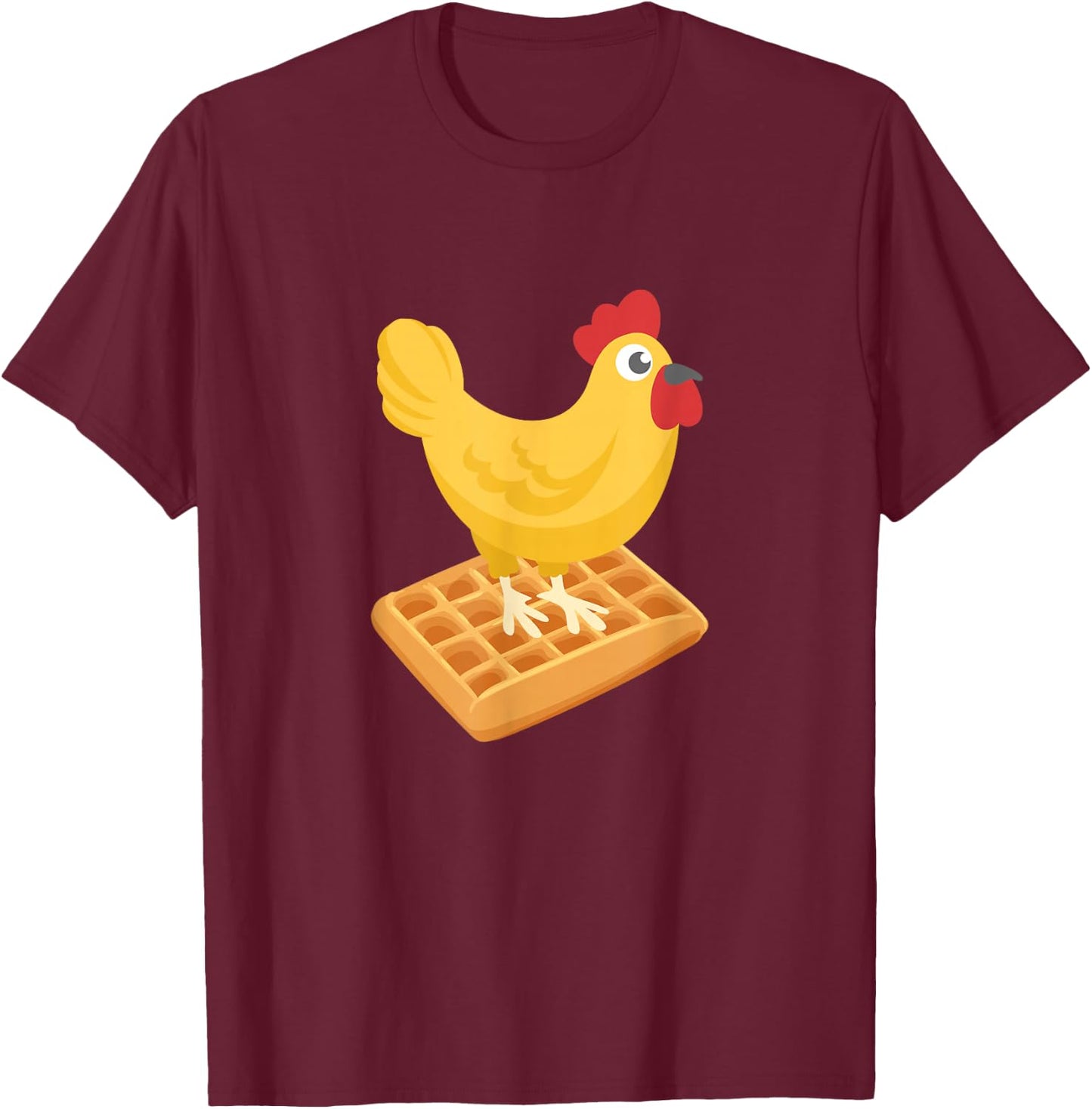 Chicken & Waffles Funny Breakfast T-Shirt - T-Shirt | Maroon