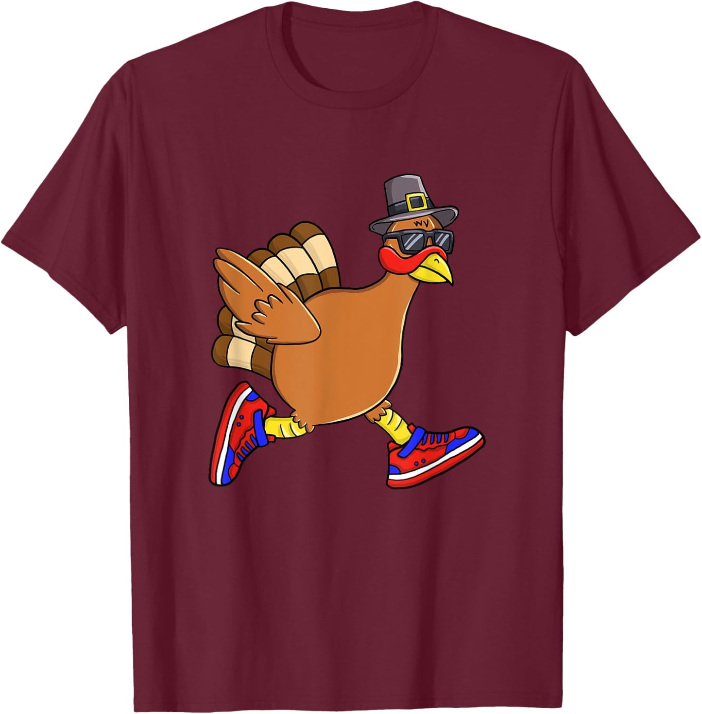 Turkey Trot Funny Thanksgiving Day Running 5K Pilgrim Gift T-Shirt - T-Shirt | Maroon