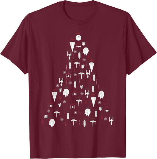 Star Wars Ship Ornaments Top Christmas Tree T-Shirt - T-Shirt | Maroon