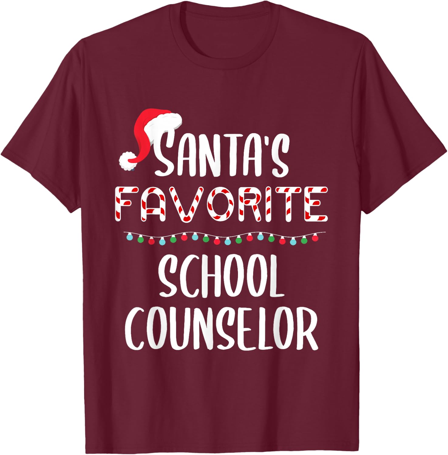Santas Favorite School Counselor Pajamas Christmas Xmas T-Shirt - T-Shirt | Maroon