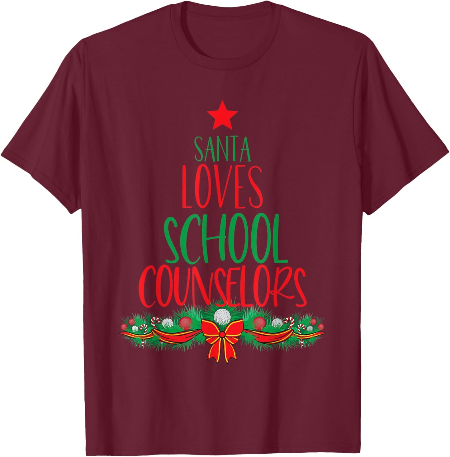 School Counselor Christmas Shirt Funny Appreciation Gift T-Shirt - T-Shirt | Maroon