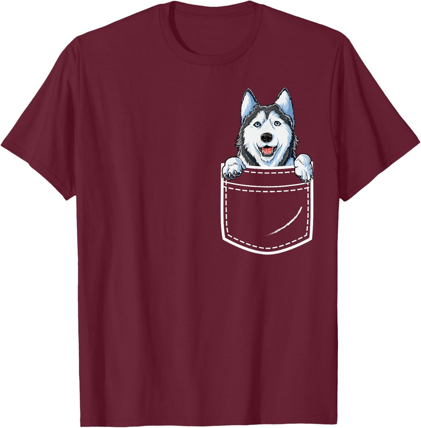 Siberian Husky in Your Front Pocket T Shirt Dog Lover Gifts T-Shirt - T-Shirt | Maroon