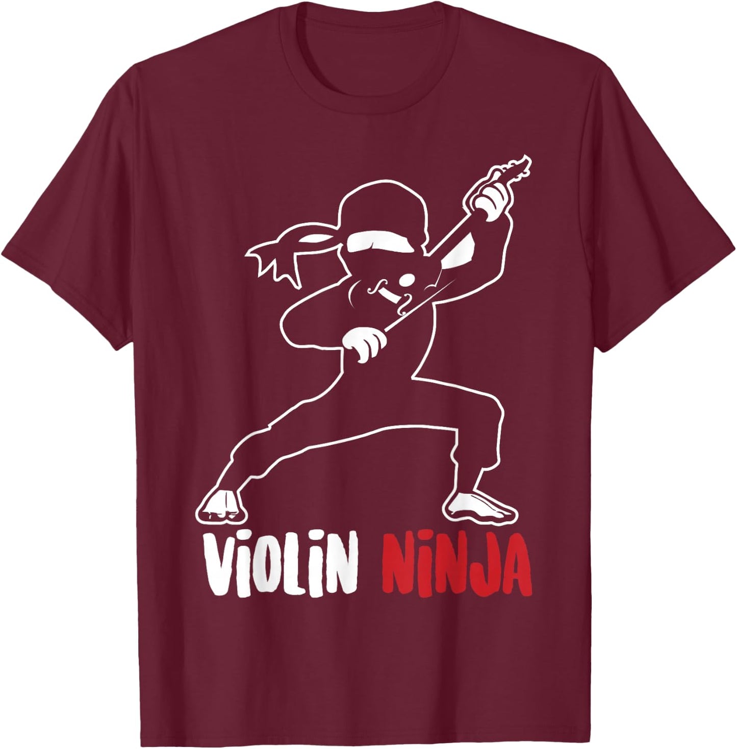Violin Ninja Cute Violinist Musician Funny Music Player Gift T-Shirt - T-Shirt | Maroon