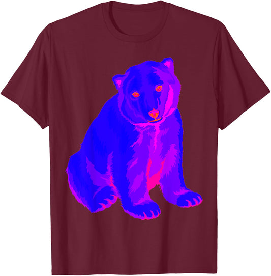 EDM Electronic Techno Polar Bear Trippy Rave Shirt T-Shirt - T-Shirt | Maroon
