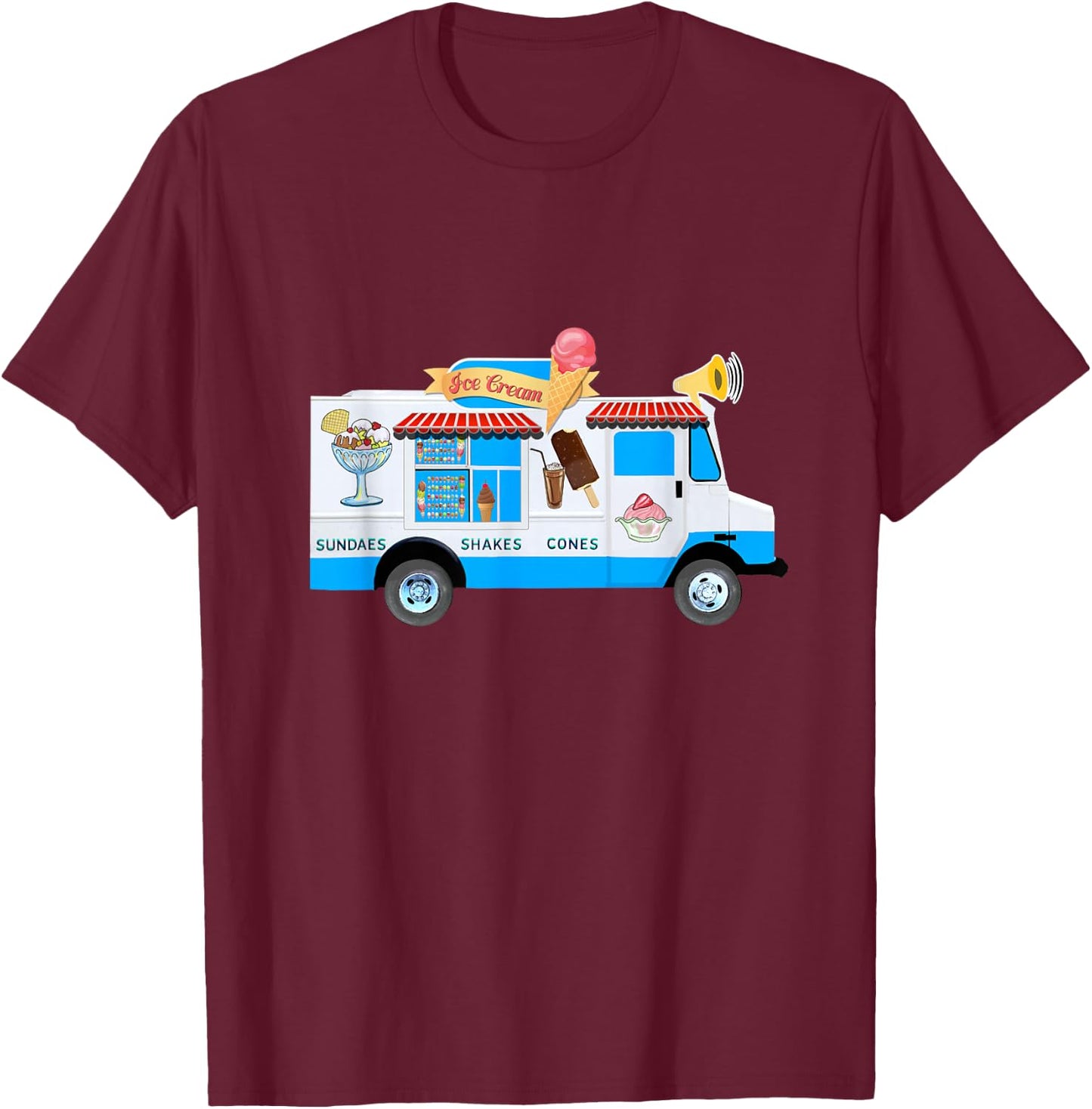 Ice Cream Truck Nostalgic T-Shirt - T-Shirt | Maroon