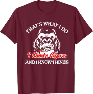 That's What I Do - Funny Cigars Smoker Smoking Monkey T-Shirt - T-Shirt | Maroon
