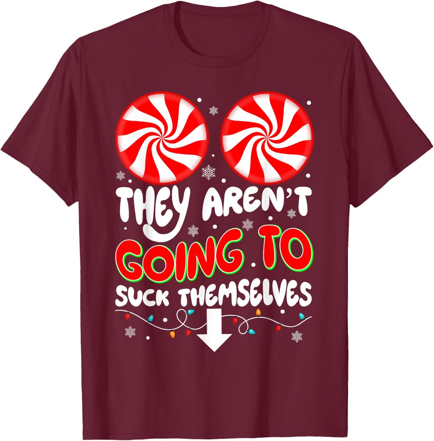 Funny Couples Christmas Pajamas Inappropriate Adult Humor T-Shirt - T-Shirt | Maroon