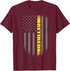 Retired 911 Dispatcher Gift - Thin Gold Line Flag T-Shirt - T-Shirt | Maroon