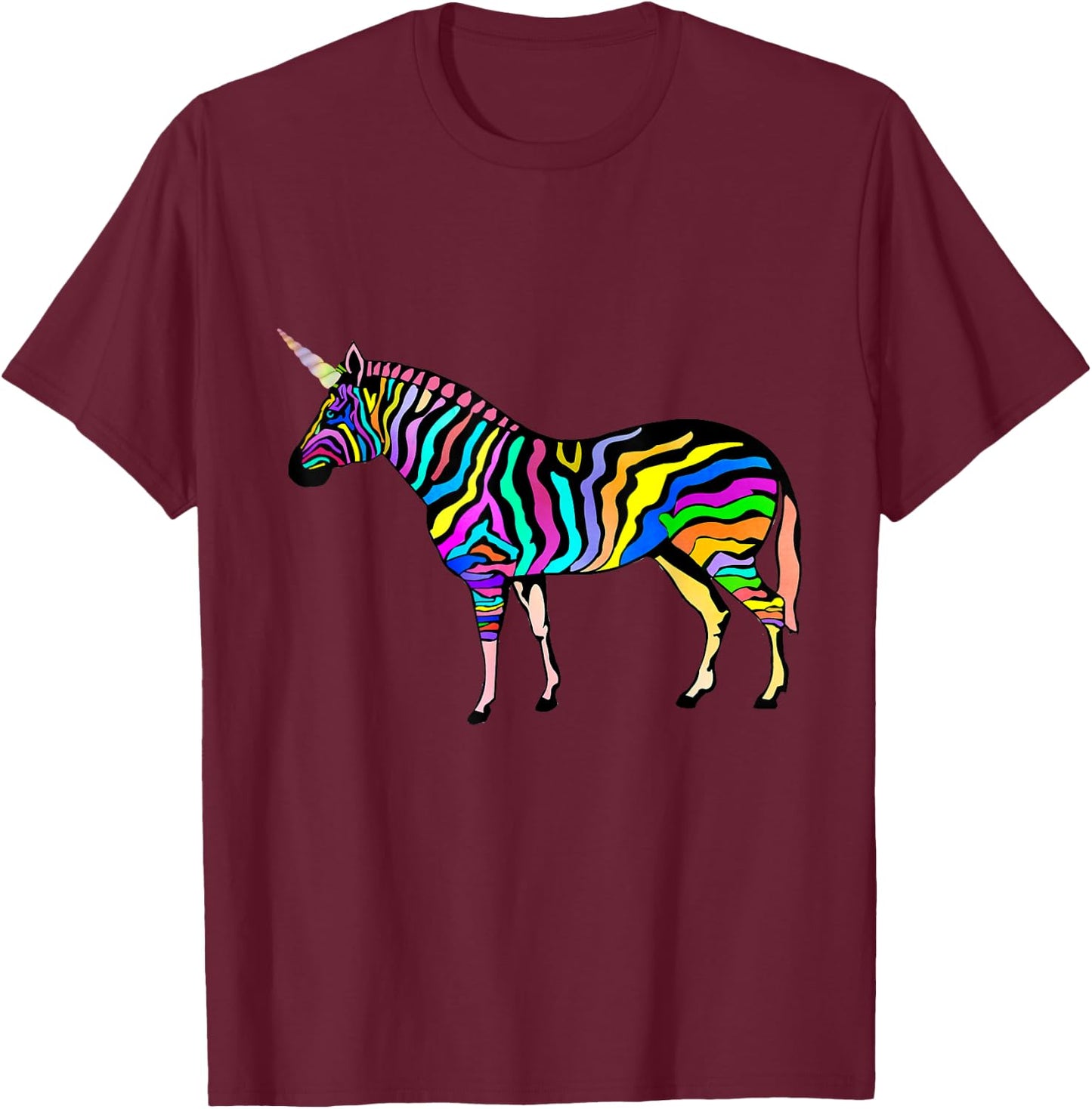 Funny Rainbow Zebra Unicorn T Shirt | Zebracorn Youth T-Shirt - T-Shirt | Maroon