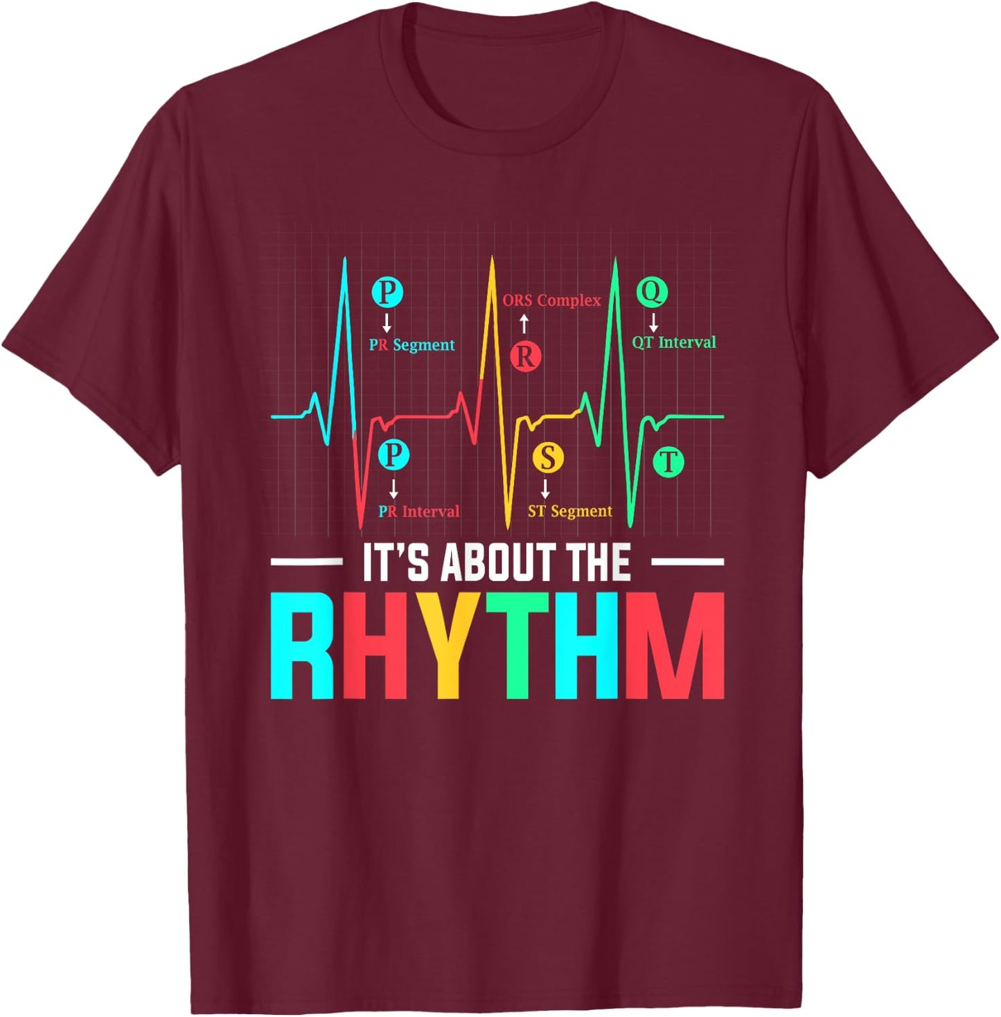Cardiac Nurse CVICU EKG ECG Heart Rythm Cardiology T-Shirt - T-Shirt | Maroon