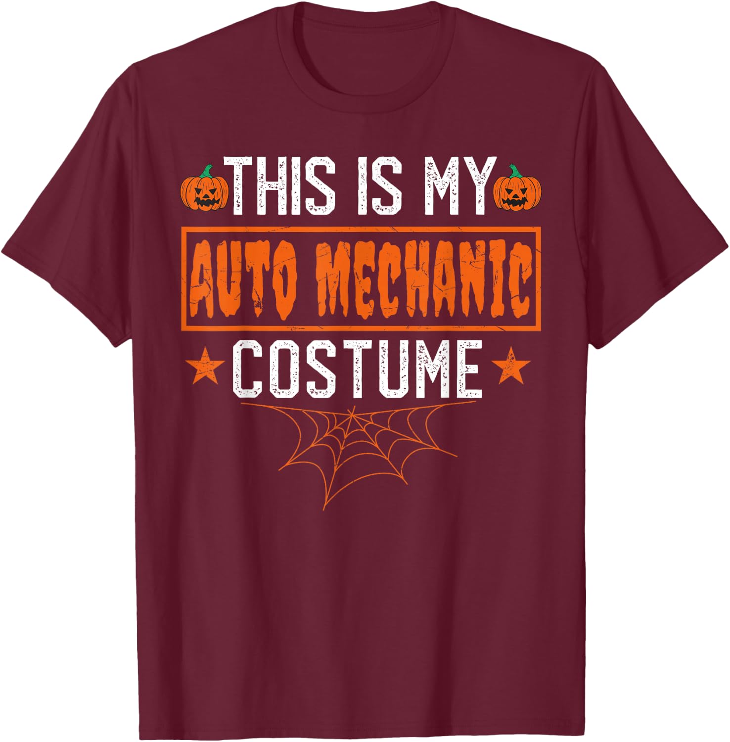 This Is My Auto Mechanic Costume Shirt Funny Halloween T-Shirt - T-Shirt | Maroon