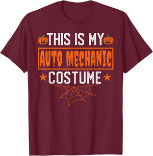 This Is My Auto Mechanic Costume Shirt Funny Halloween T-Shirt - T-Shirt | Maroon
