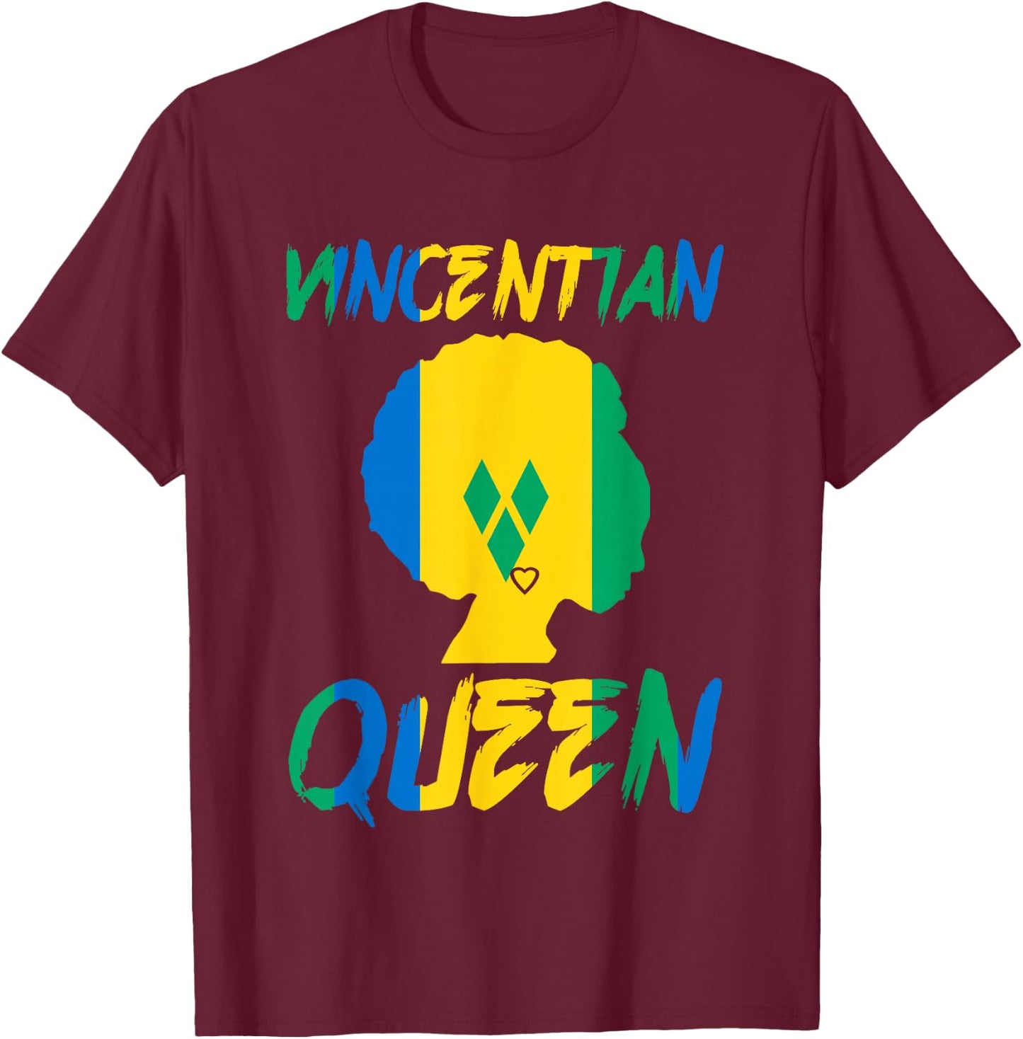 Vincentian Queen St Vincent Grenadines Flag Afro Pride Home T-Shirt - T-Shirt | Maroon