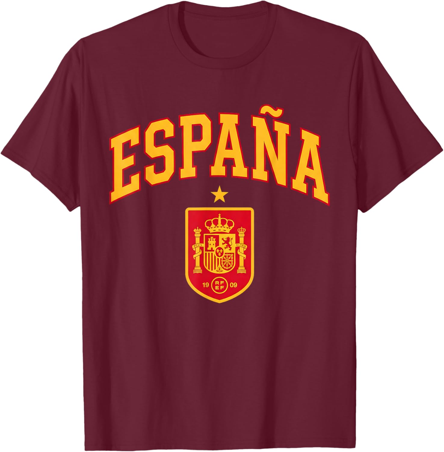 Spain Crest Arched Espana T-Shirt - T-Shirt | Maroon