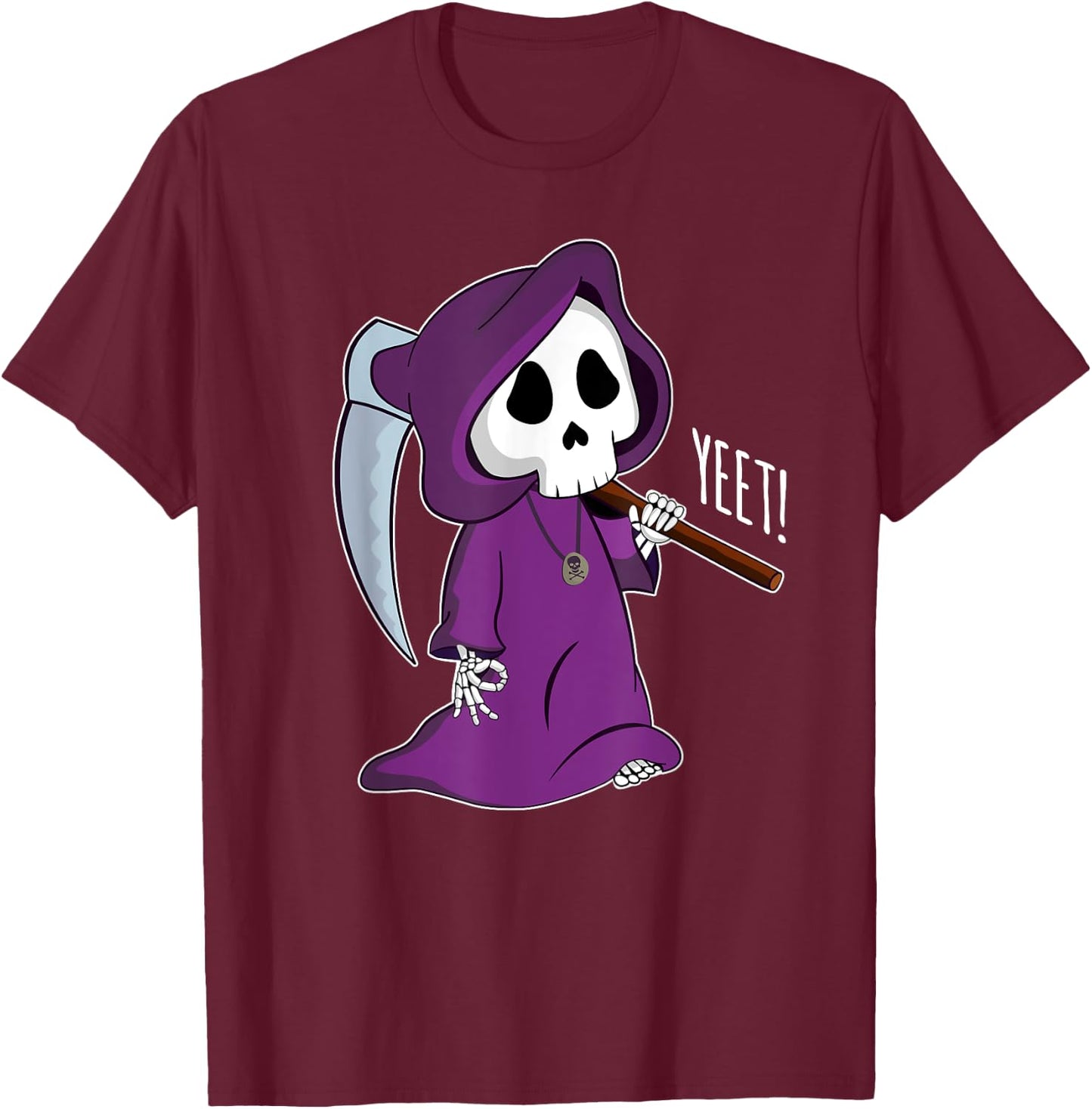 Circle Game Funny Grim Reaper Halloween Yeet T-Shirt - T-Shirt | Maroon