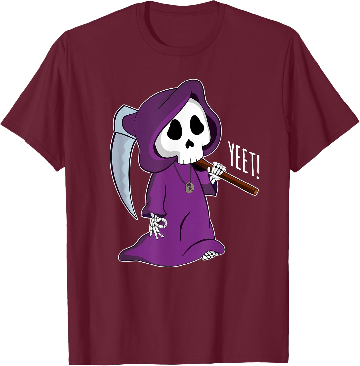 Circle Game Funny Grim Reaper Halloween Yeet T-Shirt - T-Shirt | Maroon