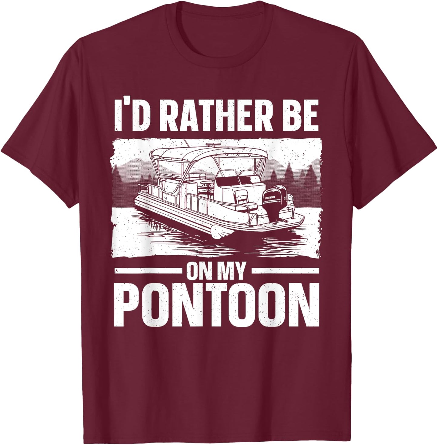Pontoon Boat Art Women Lake Pontoon Boat Captain T-Shirt - T-Shirt | Maroon