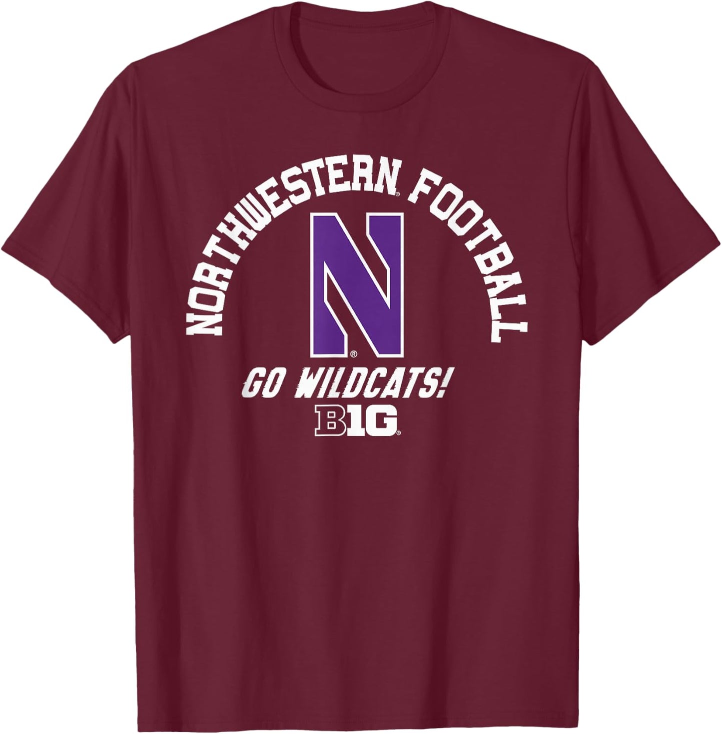 Northwestern Wildcats Big 10 Football Logo T-Shirt - T-Shirt | Maroon