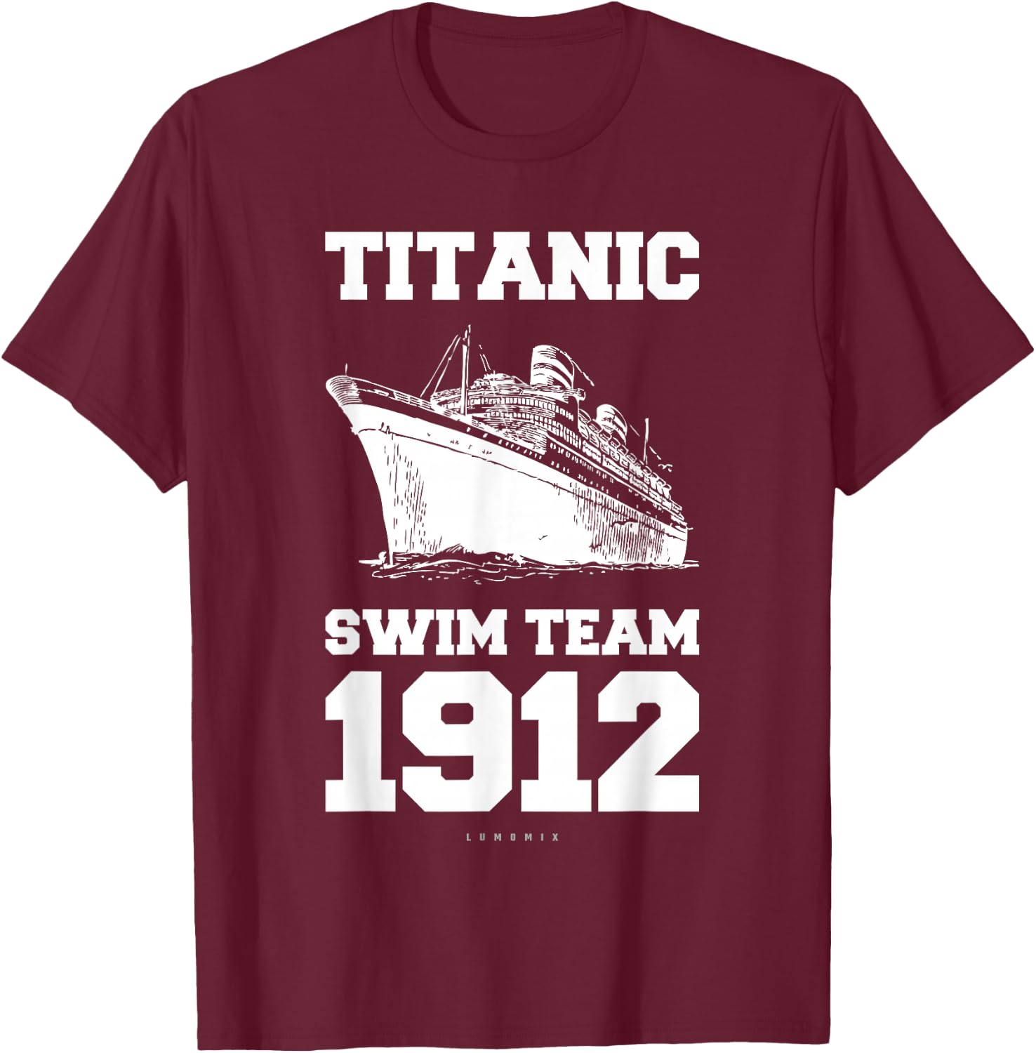 TITANIC 1912 Swim Team, Funny Retro Nautical Cruise T-Shirt - T-Shirt | Maroon