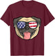 Pug Dog Patriotic USA 4th of July American Cute Gift T-Shirt - T-Shirt | Maroon