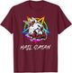 Hail Satan | Funny Unicorn Shirt T-Shirt - T-Shirt | Maroon