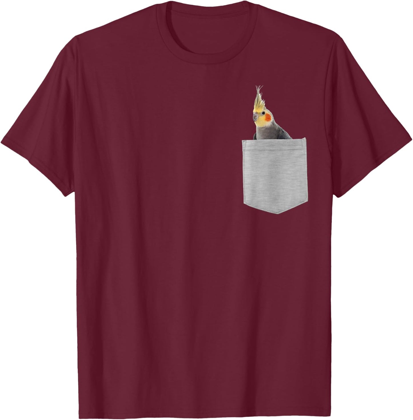 Animal in Your Pocket Cockatiel Bird T-Shirt - T-Shirt | Maroon