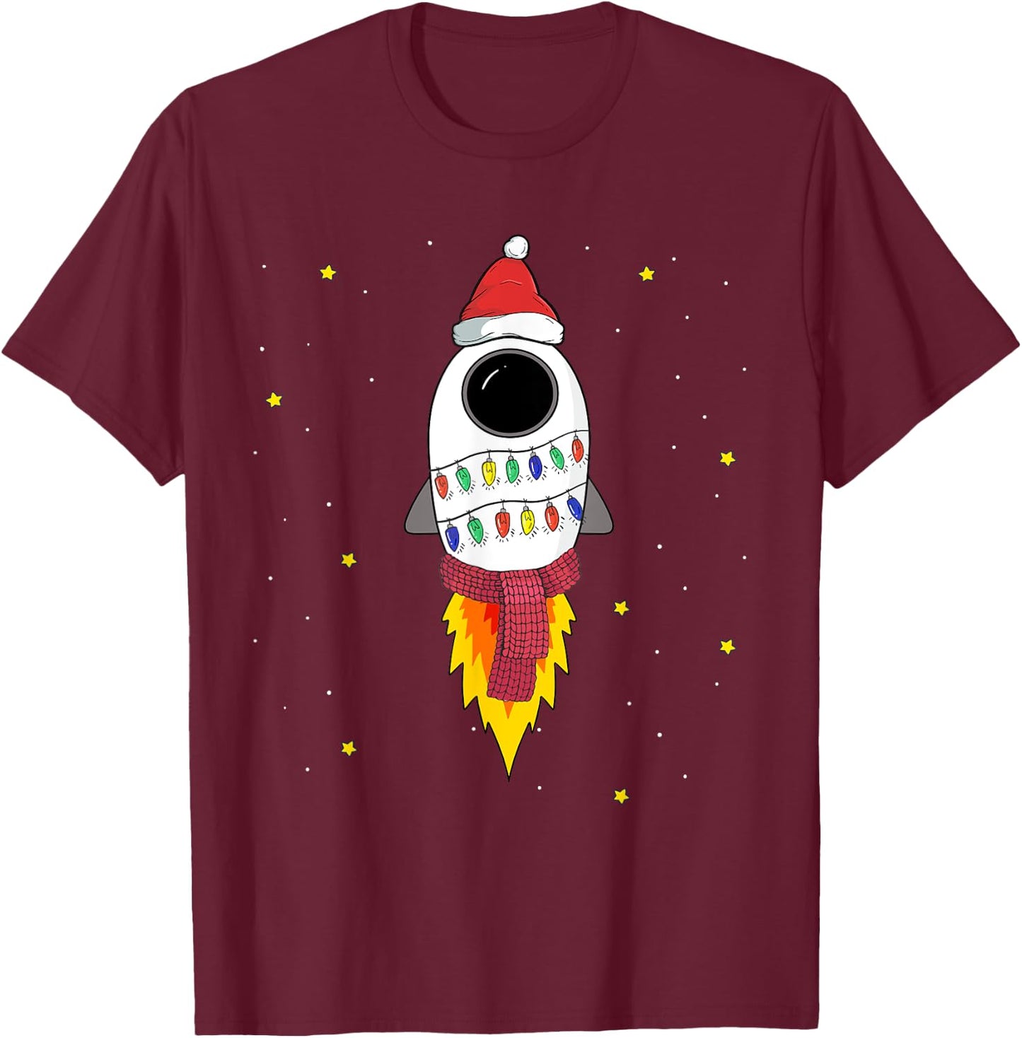 Christmas Space Rocket Pajama Top Santa Space Themed Gift T-Shirt - T-Shirt | Maroon