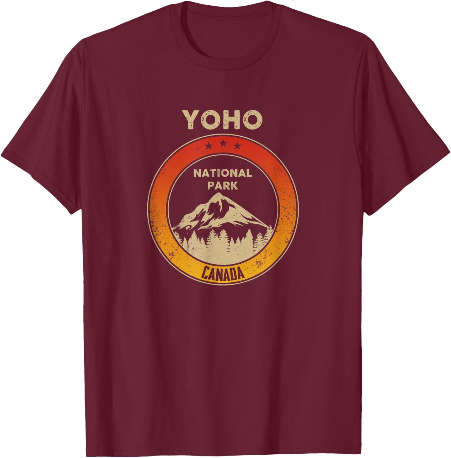 Yoho - Canadian National Park Retro Souvenir T-Shirt - T-Shirt | Maroon