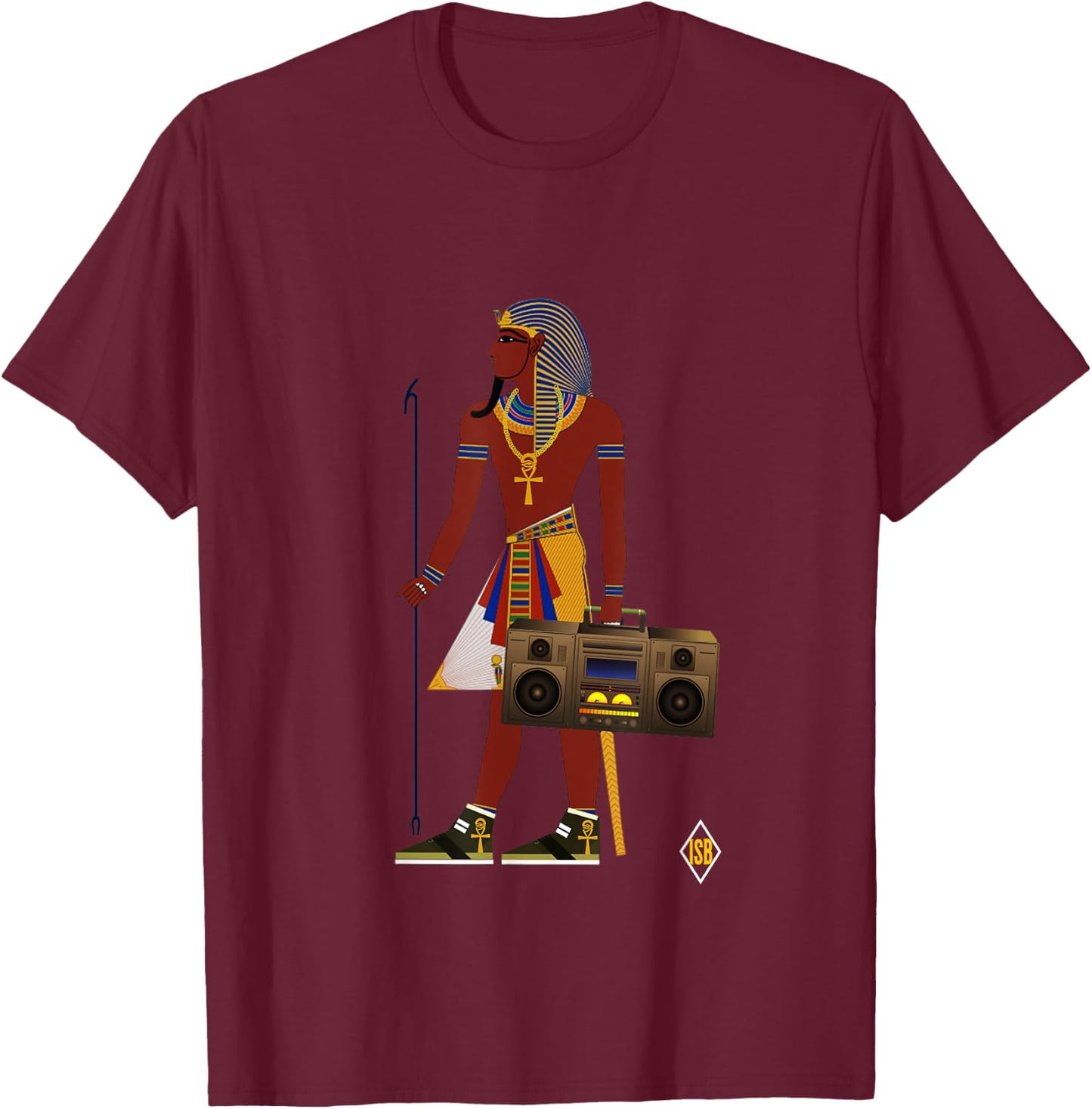 Boombox Retro EGYPT 80's Music T-Shirt - T-Shirt | Maroon