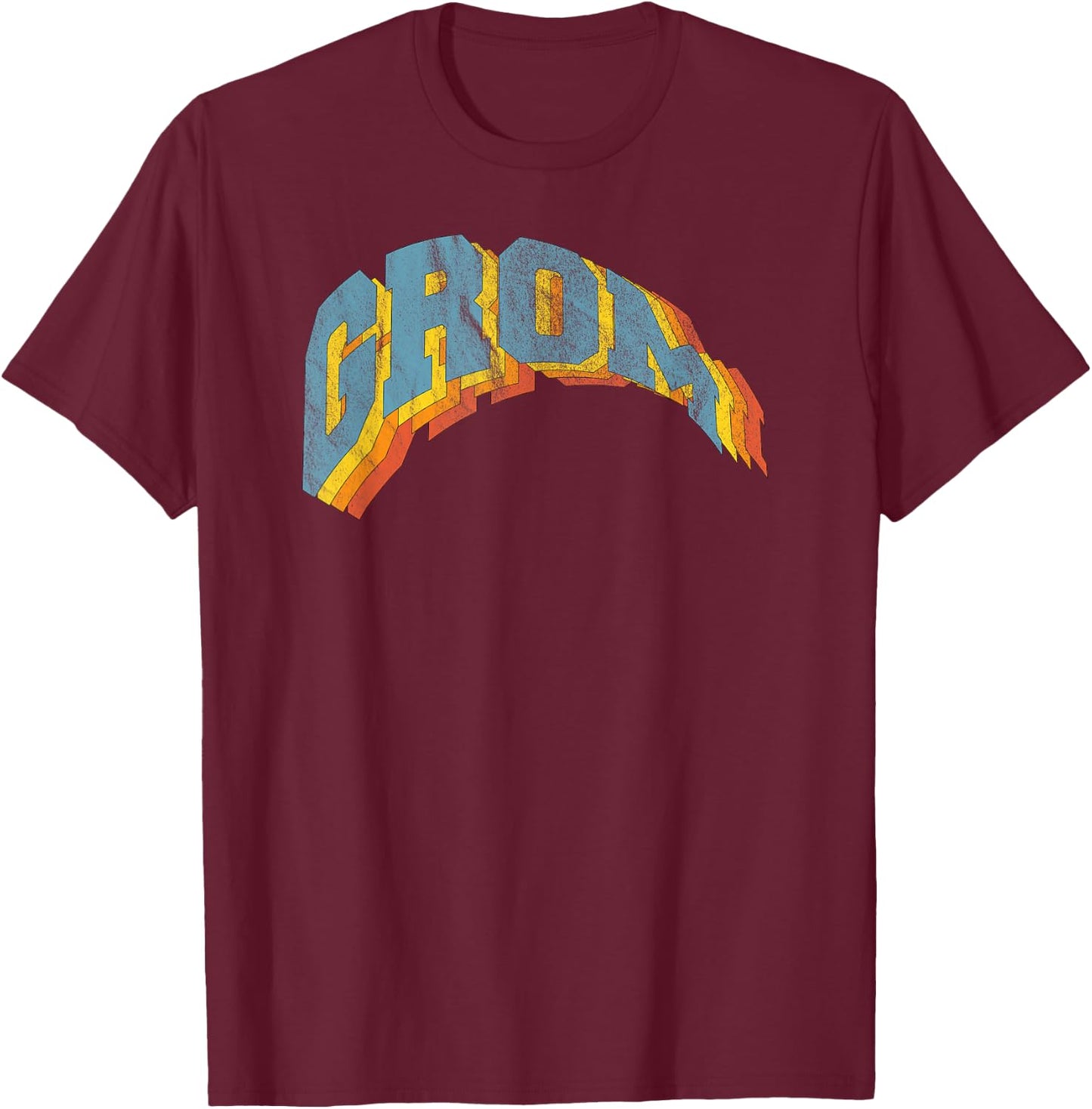 Grom Retro Distressed T-Shirt - T-Shirt | Maroon
