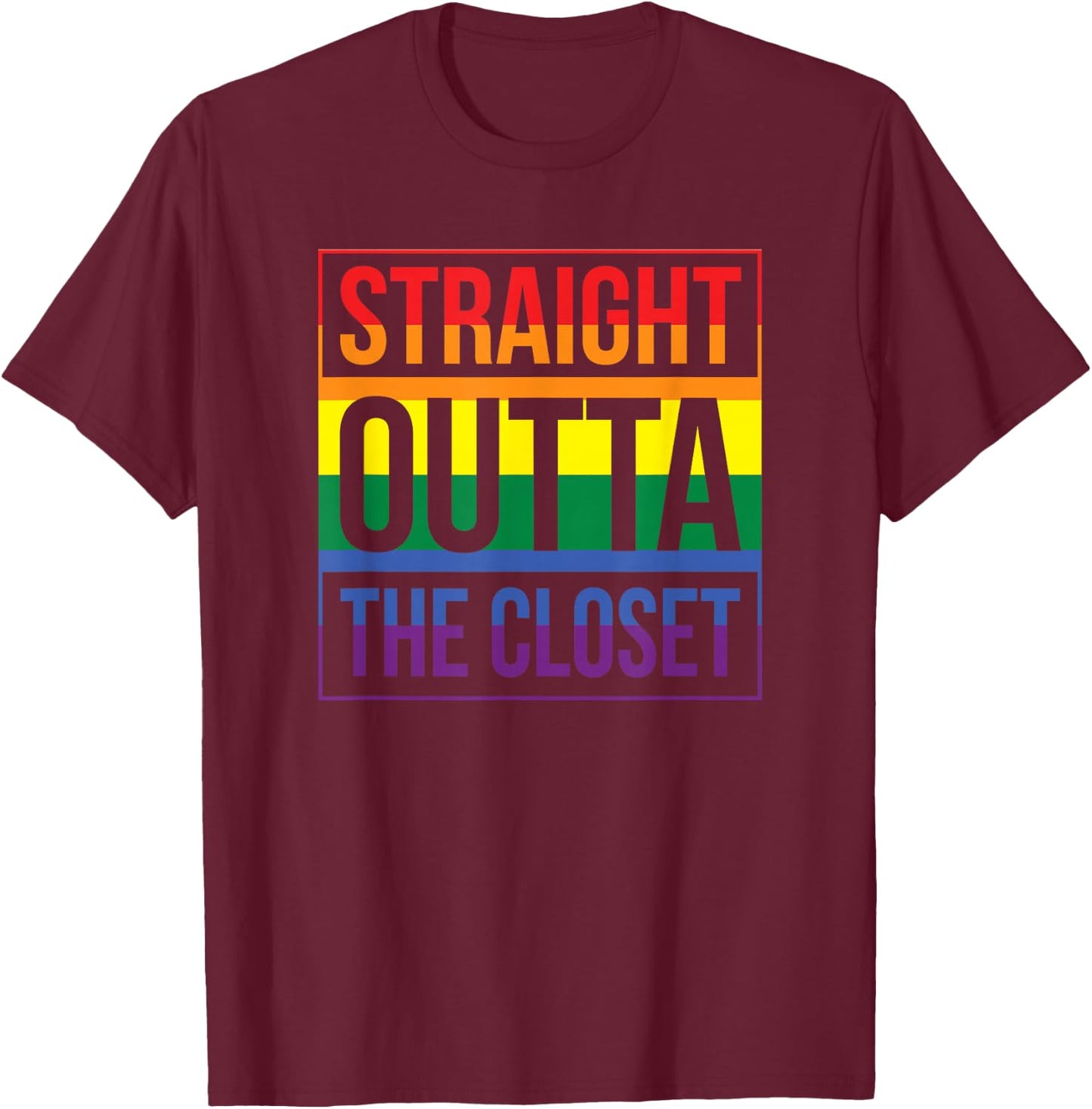 Straight Outta the Closet Pride T-Shirt - T-Shirt | Maroon