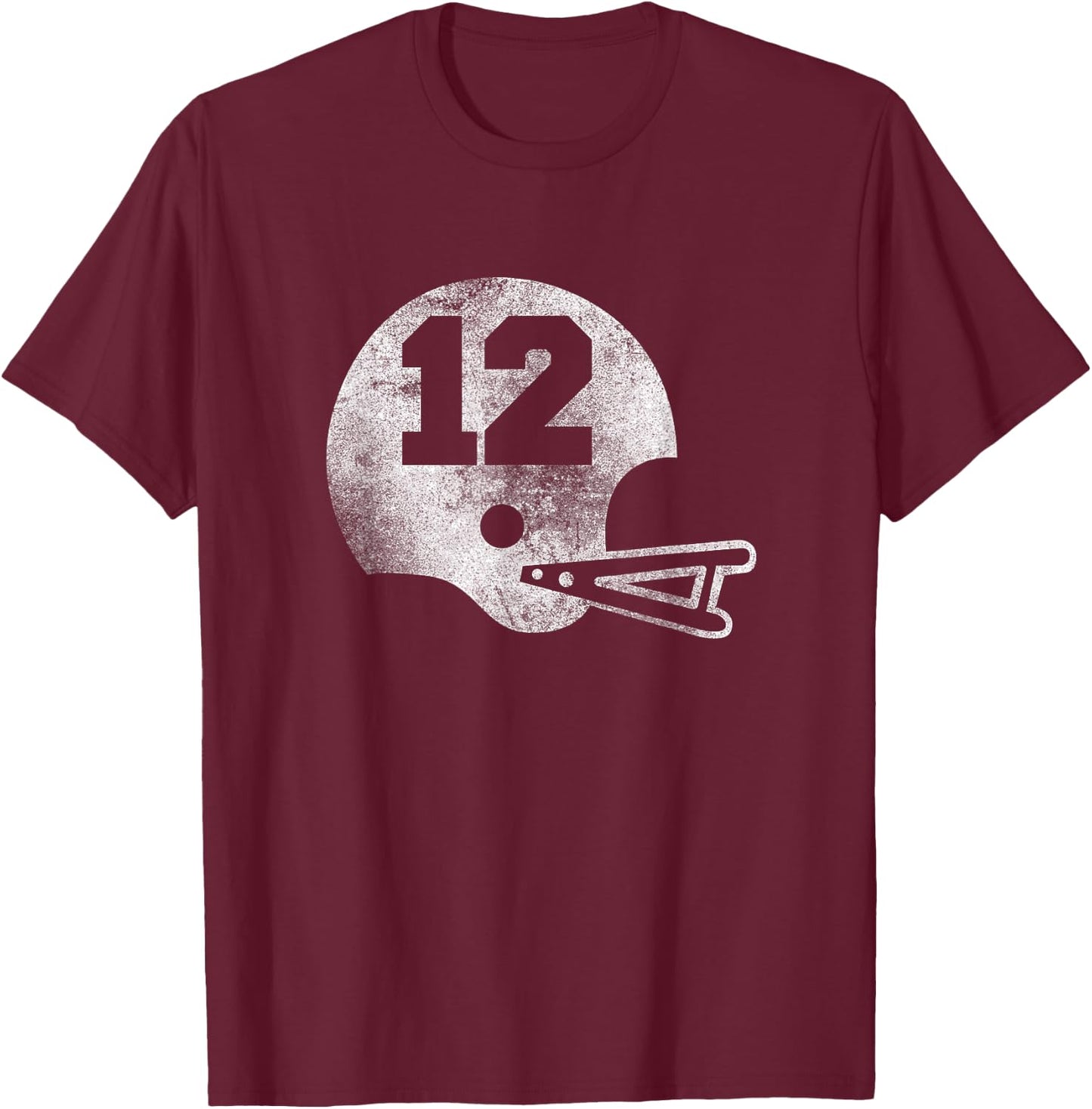 Vintage Football Jersey Number 12 Player Number T-Shirt - T-Shirt | Maroon