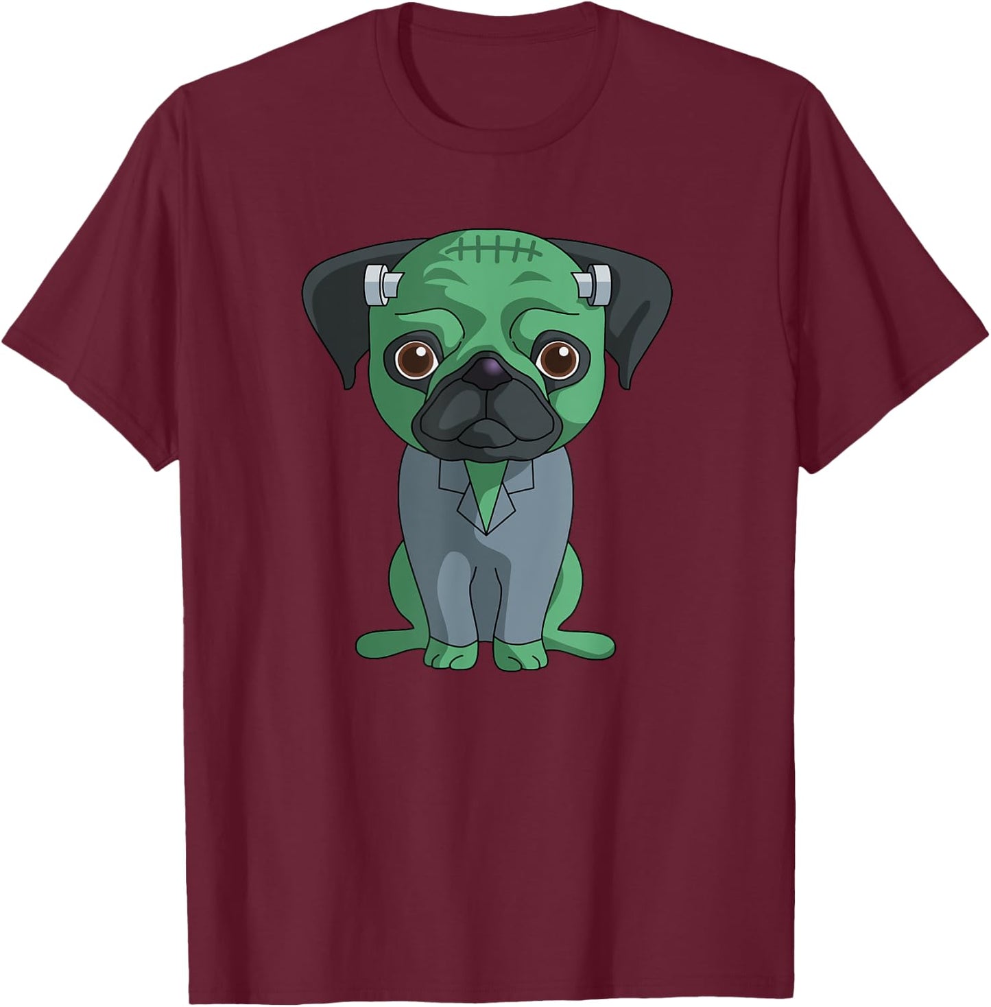 Pug Frankenstein Funny Halloween Gift Shirt T-Shirt - T-Shirt | Maroon