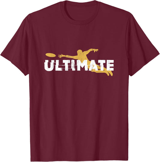 Ultimate Frisbee Silhouettes Distressed T-Shirt - T-Shirt | Maroon