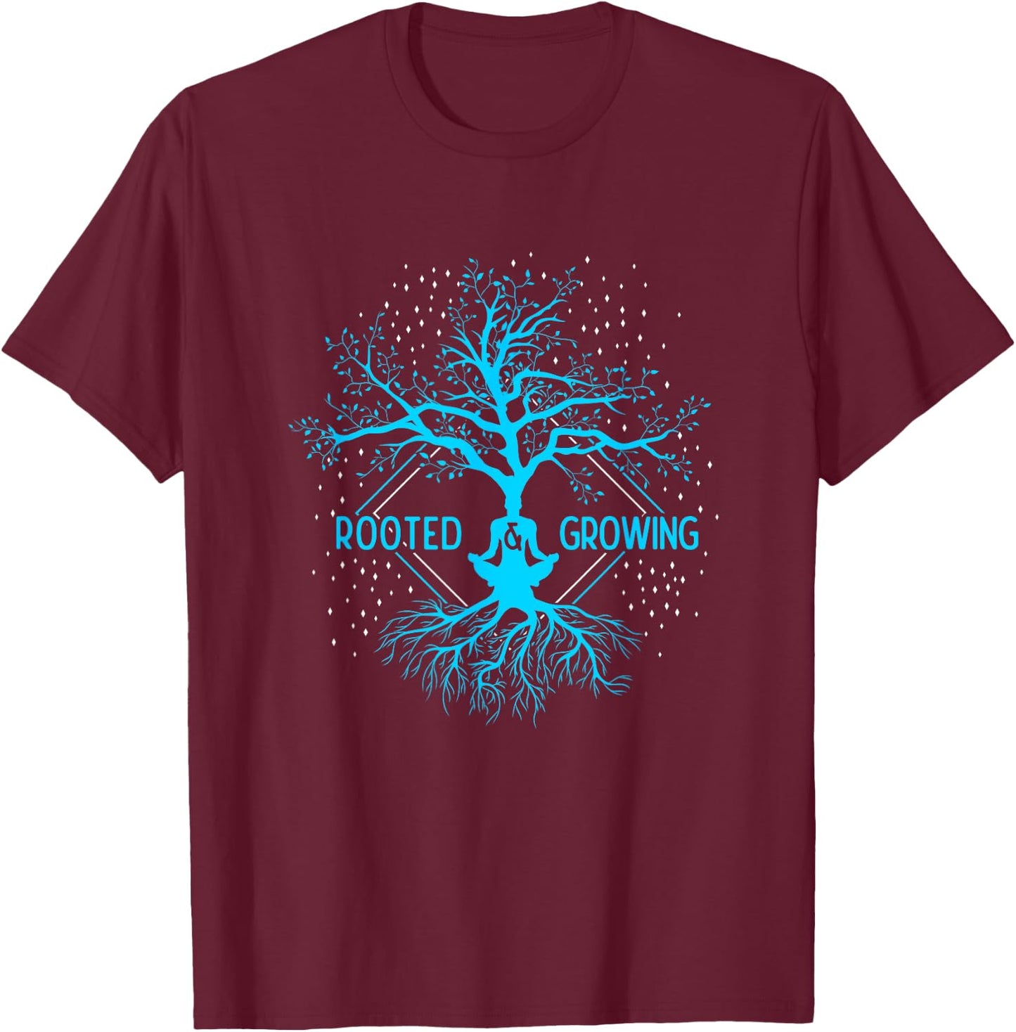 Yoga Rooted & Growing Meditation Tree Of Life Yoga T-Shirt - T-Shirt | Maroon