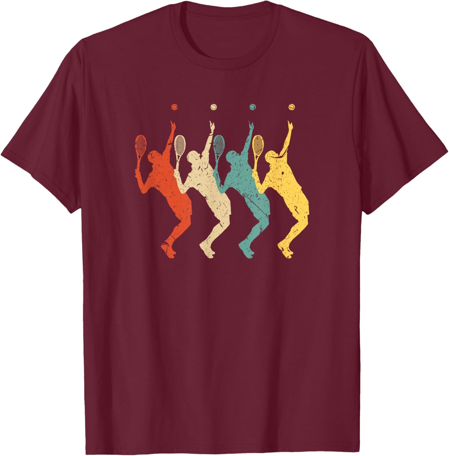 Tennis Vintage Retro 70s 80s Tennis Player T-Shirt - T-Shirt | Maroon