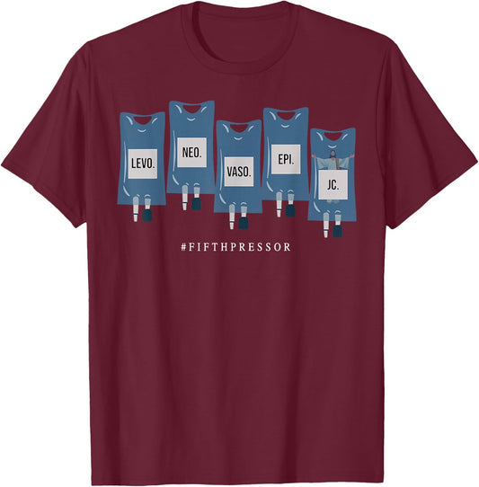 Jesus Christ Fifth Pressor Ful Code Nurse ICU Nurse T-Shirt - T-Shirt | Maroon