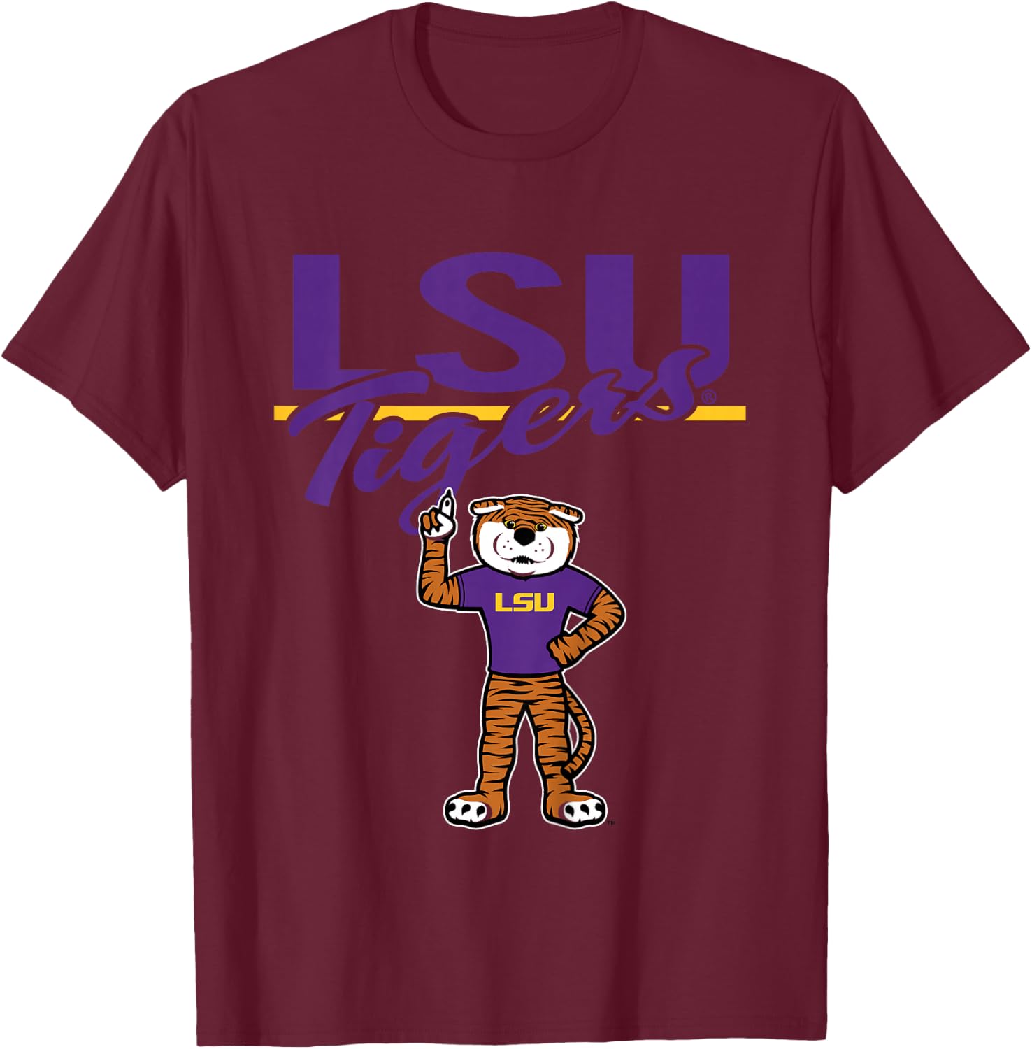 Kids LSU Tigers Kid's Mascot Gray Officially Licensed T-Shirt - T-Shirt | Maroon