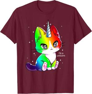 Caticorn Unicorn Cat Kittycorn Girls Women Rainbow Caticorn T-Shirt - T-Shirt | Maroon