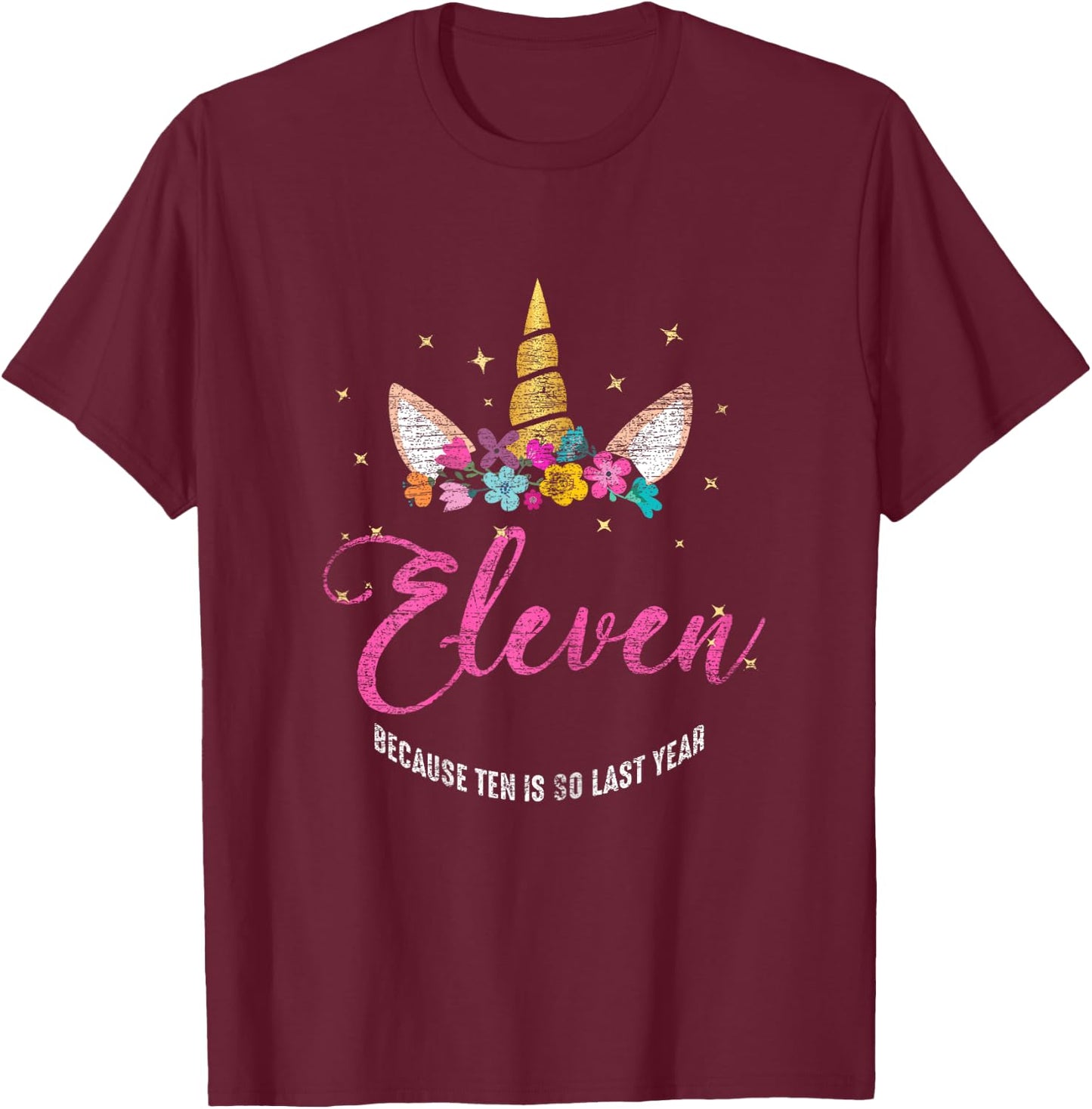 11 Years Old Birthday Girl Gifts Unicorn 11th Birthday T-Shirt - T-Shirt | Maroon